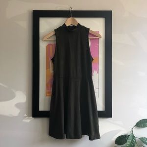 mockneck F21 forest green skater dress